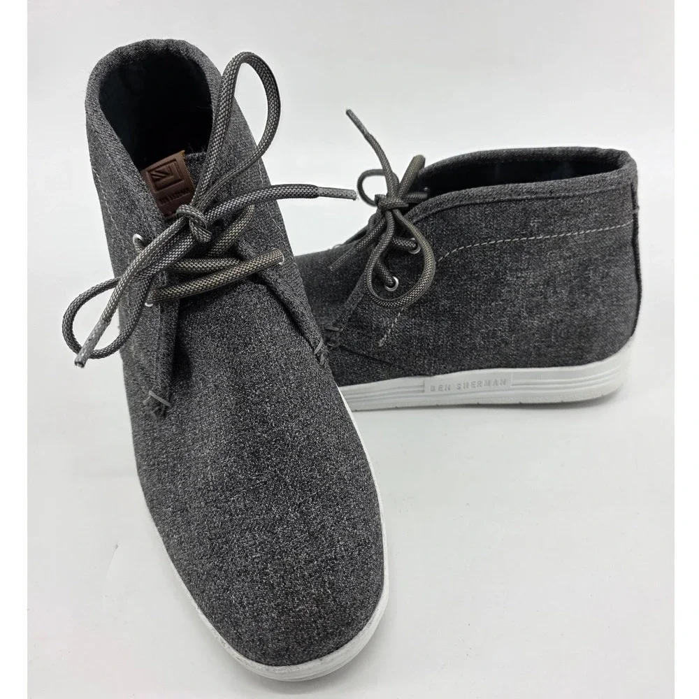 Ben Sherman Mens 8.5 Gray Fabric Chukka Boots Casual‎ Sneakers Rubber Outsole